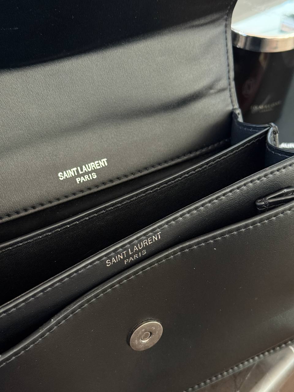 Yves Saint Laurent Medium Sunset in Smooth Leather Black/Silver - 13