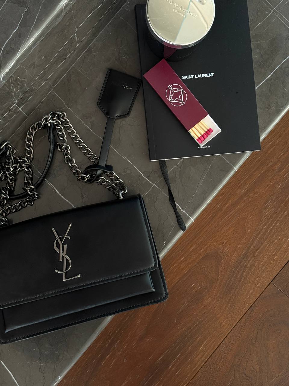 Yves Saint Laurent Medium Sunset in Smooth Leather Black/Silver - 5