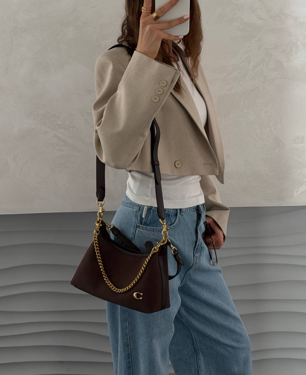 Сoach Juliet Shoulder Bag Brown Suede - 3