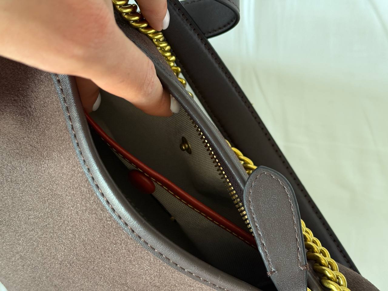 Сoach Juliet Shoulder Bag Brown Suede - 9